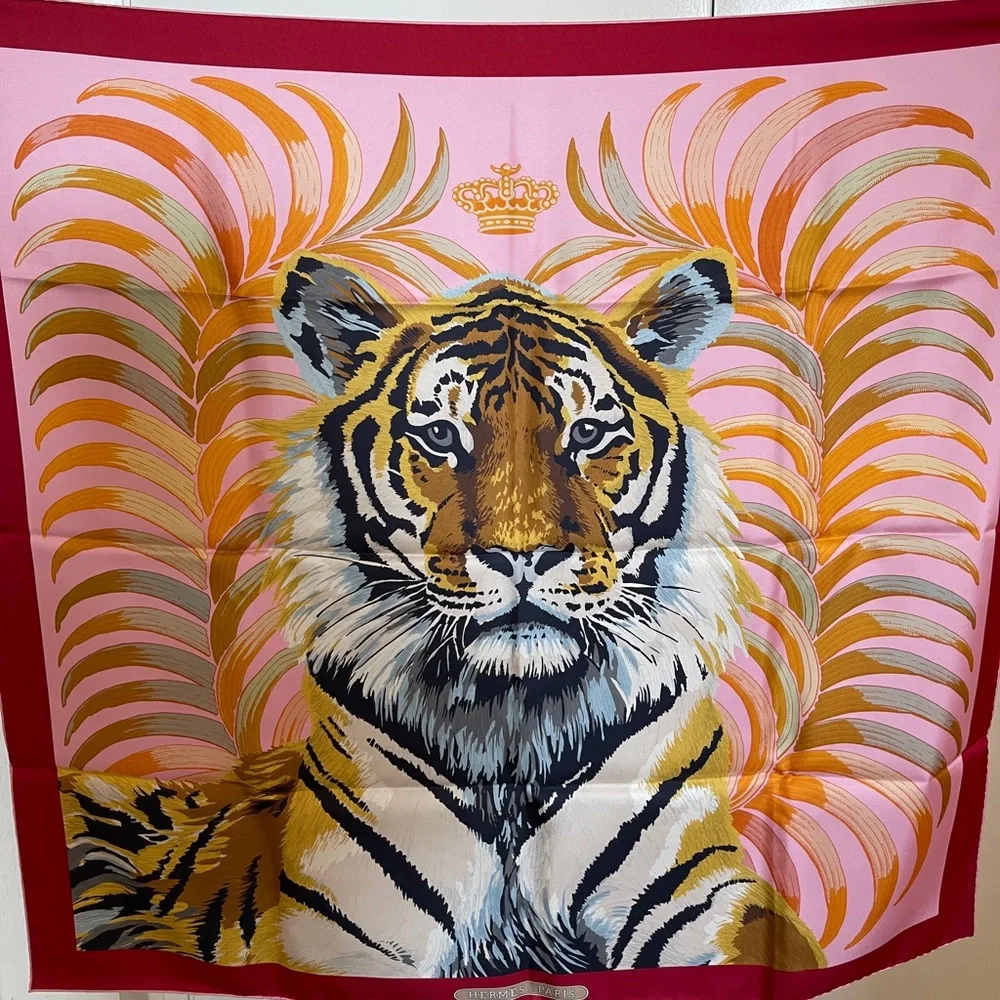 Hermès Tigre Royal double face scarf 90